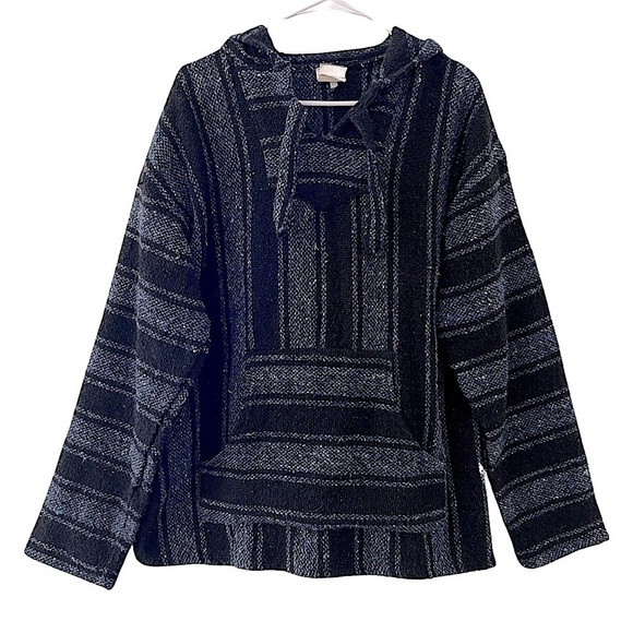 BAJA BILLY’S • Blue Baja Hoodie Mexican Beach Poncho - Picture 2 of 5